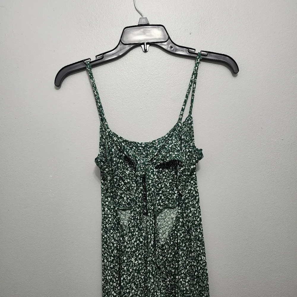 Audrey parks x francescas women's green daisy floral jumpsuit size S wid… - Picture 6 of 10